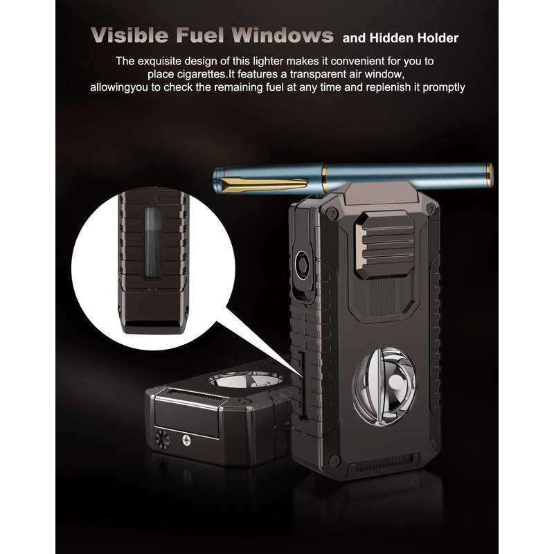 5-in-1 Multi-Functional Torch Lighter, Cutter and Punch, Needle, Holder, Luxury