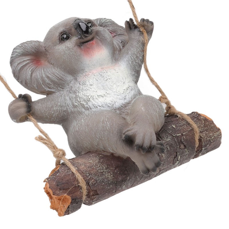 Swing Koala Sculpture Cartoon Synthetic Resin Animal Statues Decoration for