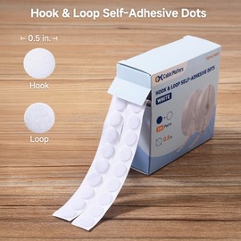 Cable Matters 400 Pcs (200 Pairs) Hook and Loop Self-Adhesive Dots, 0.5 Inch Diameter, Round Adhesive Dots for Crafts, Classroom, Office, Home Organization, White