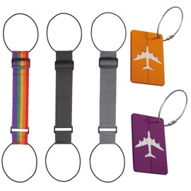 Pack of 3 Luggage Straps and 2 Luggage Tags, Elastic Luggage Straps, Adjustable Luggage Straps, Portable Luggage Straps, Travel Luggage Accessories, black, Modern