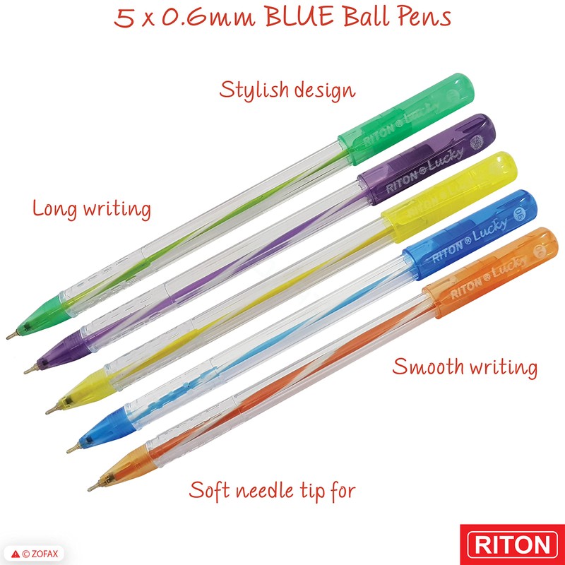 RITON Lucky 5 x 0.6mm Soft Needle Tip BLUE Ballpoint