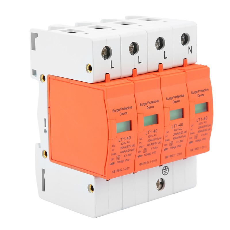 4P 40kA 420vAC House Surge Protective Low voltage Arrester Device