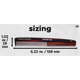 Speert #29 Handmade Wide Narrow Tooth Comb Tortoise Havana Acetate Thick Coarse Curly Thin Fine Straight Hair Detangling Parting Grooming Teasing Hair Styling Hairdresser Barber Hairdressing Wet Dry