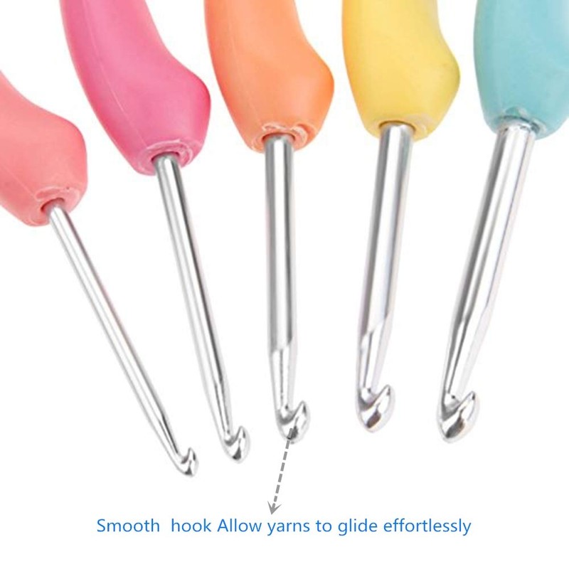 Crochet Hooks Set,Large Handle Ergonomic Grip Crochet Hook, 8PCS Aluminum