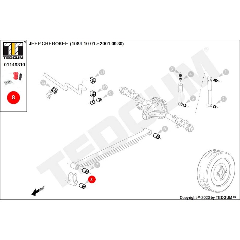 TEDGUM Rear Front Bearing Bush Leaf Spring Bonnet for Jeep