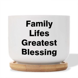 DecStic Family Lifes Greatest Blessing Ceramic Planters Bible Verse Flower Pots for Indoor Plants with Drainage Holes and Saucers Pot for Home Office Desk Garden