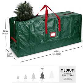SENTAIMAO Christmas Tree Storage Bag for Christmas Tree Decorative up to 7.5 Feet, Durable Reinforced Carry Handles, Protective Zippered Artificial Waterproof Xmas Tree Bag(Green)