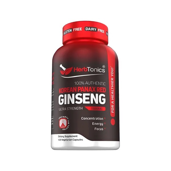 Ginseng Panax Rojo Coreano 1500mg 120 Cápsulas Sin Sabor