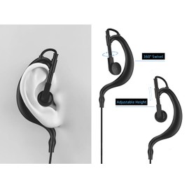 NEWASHAN 2 X Earpiece for Garmin Radio Rino 110 120 130 520 530 610 650 655 700 750 755T Walkie Talkie 2.5mm 1-pin Clip Ear Hook Hanger Headset (D-Style) (G-Style)