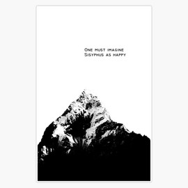 One Must Imagine Sisyphus as Happy Bumper Sticker Vinyl Decal 5 inches