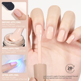 GAOY Pale Nude Gel Nail Polish, 16ml Soak Off UV Light Cure Nautral Gel Polish for Nail Art DIY Manicure at Home, Color 1389