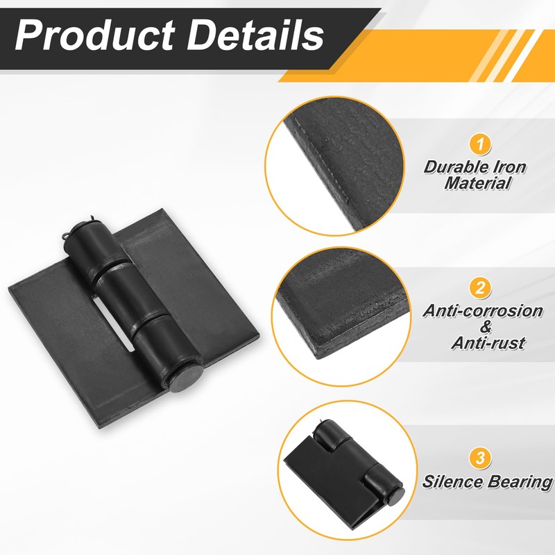 uxcell 2 Pack Heavy Duty Weldable Hinges, 4.72" x 4.84"