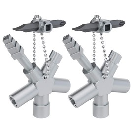 ABSINA Universal key with 7 profiles, pack of 2, triangular key, square key, control cabinet key, square triangular, universal key for standard cabinets and locking systems