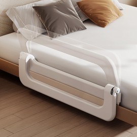 Baby Bed Guard Rail for Toddler - 48in Adjustable Heights, Swing Down Bedrail, Extra Tall Child Safety Side Railing Guards for Kids - Toddler Bed Rail for Queen, King, Twin, and Bunk Size Beds - Full