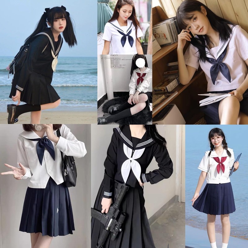 Good 2-Piece Set, Super Long, For Sailor Uniforms, Simple, Scarf,