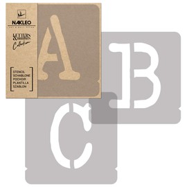 NAKLEO Alphabet Painting Stencils Set 42 Pcs, 14 cm Letters & Numbers Typewriter Capital Font, Reusable Plastic Drawing Templates for Crafts, DIY Wall Floor Wood