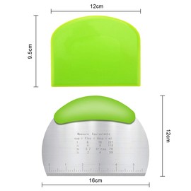 Vicloon 3-Piece Stainless Steel Dough Cutter Set, Cutter with Non-Slip Rubber Handle, Plastic Dough Spatula, Measuring Scale and Dough Scraper Card