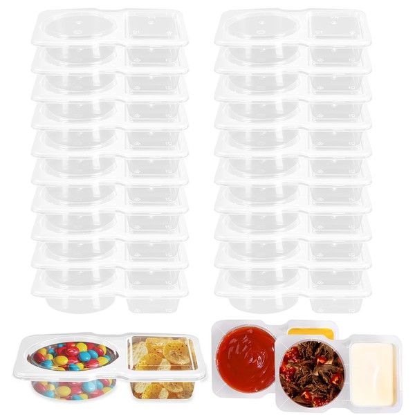 VEINARDYL Pack of 20 Double Spice Containers, Reusable Snack Containers