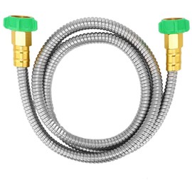 5ft Metal Leakproof Leader Hose for Hose Reel with Female to Female Connector Heavy Duty 304 Stainless Steel Flexible Hose for Outdoor Garden Watering Car Pet Cleaning