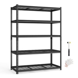 SONGMICS 5-Tier Storage Shelves, Heavy-Duty Garage Shelving, Adjustable Shelving Unit, Steel Shelf, Boltless Assembly, for Garage, 2,200 lb Load, 24 x 48 x 72 Inches, Ink Black UGLR454B01