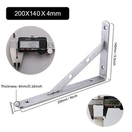 Deezio Heavy Duty Stainless Steel Brackets Floating Shelves Shelf Bracket Corner Brace Support Wall Hanging, Pack of 4(200x140x4mm)