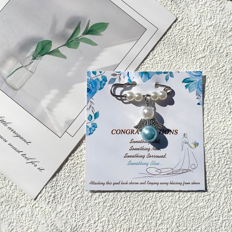 Honaer Something Blue Angel Charm for Bride to Be, Bridal