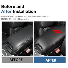 DEYTOP Center Console Cover for Dodge Journey 2011-2022 Armrest Cover for Dodge Journey Accessories Anti-Scratch Leather Armrest Protector (Red Stitches with Pattern)