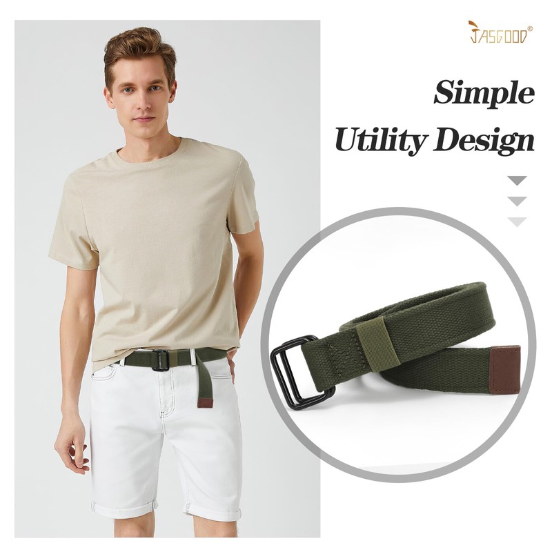JASGOOD Men Canvas Fabric Belts Casual Web Cloth Belts with