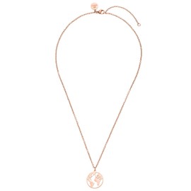 Purelei® World Map Necklace (Gold and Rose Gold) with Pendant (40 cm Length), Stainless Steel
