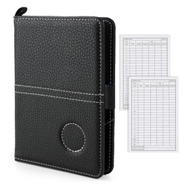 OIHCAZ Golf Scorecard Holder, PU Leather Golf Card Holder Waterproof Golf Score Card Wallet Golf Scorecard Cover with Elastic Pen Holder for Men Women (Black, Portable)