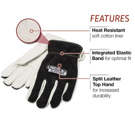 Lincoln Electric Welders Leather Drivers Gloves | Top Grain & Split Leather | Cotton Liner | Large | K3770-L, White
