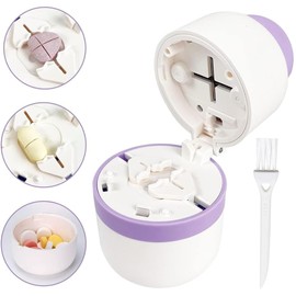 MMSZHL Cortador de Pastillas, Triturador De Pastillas, Dispensador De Pastillas PortáTil de Seguridad con Hoja Oculta, Vitaminas, Tabletas, Hoja De Acero Inoxidable, con Caja de Almacenamiento (Púrpura)