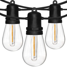 50FT S14 LED Patio String Lights, Hanging Outdoor Lights with 16 Waterproof Shatterproof LED Bulbs, S14 LED Christmas Decor Lights for Garden Balcony Wedding Party Backyard Decorations