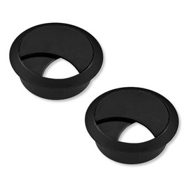 cyclingcolors 2 x Cable Grommets Plastic Round Wireless Cable Outlet Cable Box Drill 68 mm Cable Guide for Push-in Desk Channel Cable Pass Black