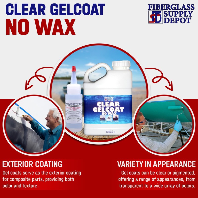 Fiberglass Supply Depot Clear Gelcoat Without Wax – UV-Resistant Marine