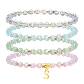 IEFWELL Toddler Jewelry, Crystal Bracelet Set for Toddler Bracelets for Teen Girls Charm Bracelet for Teen Girls Bracelets Little Words Project Bracelet Letter S Bracelet for Toddler Jewelry