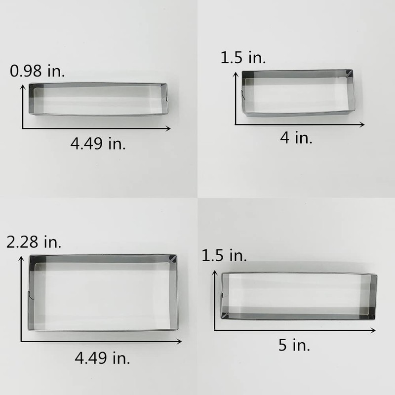 LILIAO Rectangle Cookie Cutter, Stainless Steel (5 x 1.5 inches)