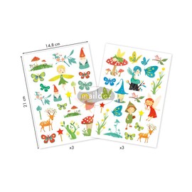 Maildor - Ref AE137O - Dreamy Decorative Stickers (Pack of 6 Sheets) - Fantasy Fairy Designs - 14.8 x 21cm, Approximately 126 Stickers Per Pack, Repositionable