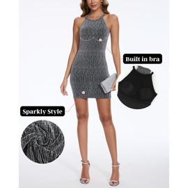 ANYFITTING Birthday Dresses for Women 2024 Sparkly New Year Eve Holiday Bodycon Mini Short Dress