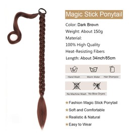 RPAEOY Braid Extensions Ponytail Hairpiece with Elastic Band, Synthetic Braid, Long Ponytail Extension, Natural Hair Extension for Women and Girls, Dark Brown