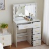 Yamissi White Vanity Desk with LED Lighted Mirror and 5