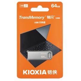 KIOXIA TransMemory U366 USB Flash Memory, 64 GB, USB 3.2 Gen 1, Thin, Stylish, Metallic Body