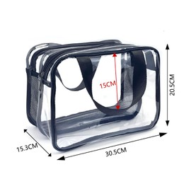 Zcbzbn Transparent Cosmetic Bag, Double Layer Large Waterproof Travel Toiletry Bag, Portable PVC with Handle Storage Bag, Wet and Dry Swimming Gym Storage Bag for Women, Men, transparent, simplicity