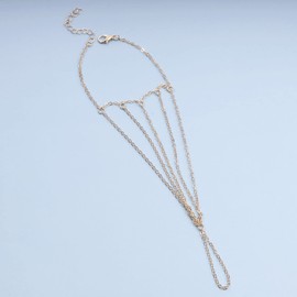 Yheakne Boho Finger Bracelet Gold Layered Tassel Chain Bracelet Ring Wrist Bracelet Vintage Hand Harness Chain Bracelet Jewelry for Women and Girls (Gold)