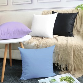 Thmyo 4-Pack 100% Cotton Comfortable Solid Decorative Throw Pillow Case, Square Cushion Cover Pillowcase Sublimation Blank Pillow Covers DIY Throw Pillowcase for Couch(18x18 inch/ 45x45cm,Sky Blue)