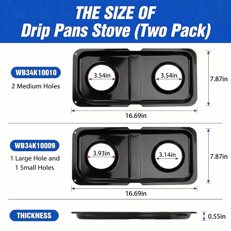 WB34K10009 WB34K10010 Gas Stove Drip Pans for GE Range 16.6