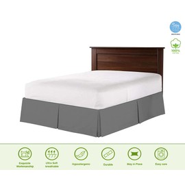 Vivacious Bedding Premium 800TC Split Corner Bed Skirt Grey King Size 17" Drop Length - 100% Organic Cotton Bedskirt