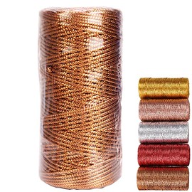 Gold Cord Metallic Cord Gold Thread for Crafts 100 m Gold Cord 1.5 mm Wide for DIY Crafts Jewellery Cord or Gift Wrapping Christmas Cord 1 Roll (Bronze)