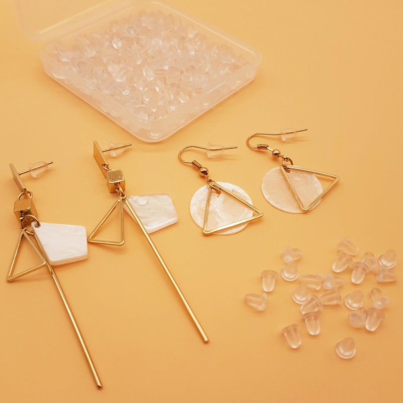 Zocita 200 Pcs (100 Pairs) Silicone Earring Backs, Clear Safety
