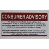 BUILDINGSIGNS.COM Restaurant Consumer Advisory Sign (Double Sided Tape White...REF24-